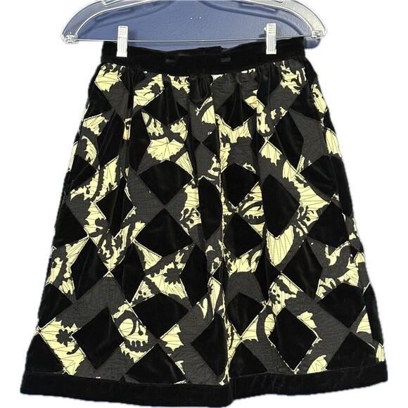 Anna Sui Anthropologie Vintage Red Floral  Elves Tweed Mini Skirt Size 4 Pockets - Picture 1 of 4